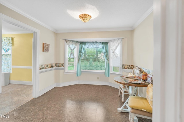 interior space featuring crown molding