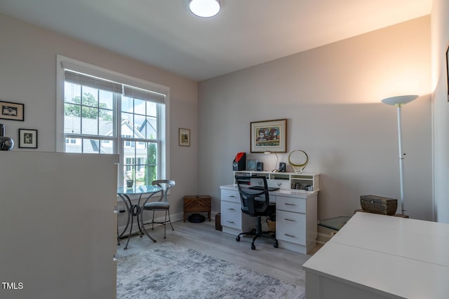 office area featuring light wood finished floors