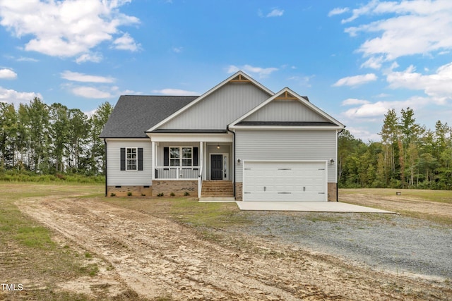 craftsman house featuring a garage and covered porch