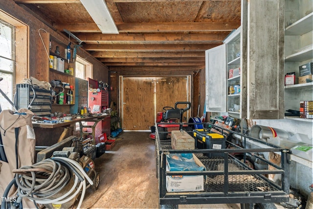misc room featuring a workshop area