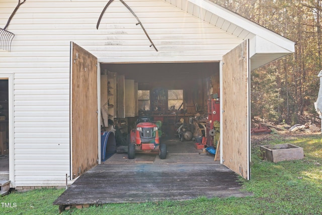 view of garage