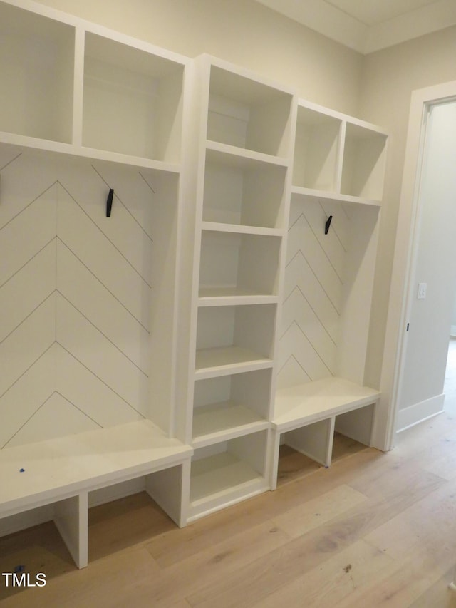 mudroom featuring hardwood / wood-style floors