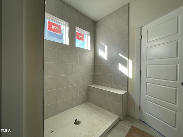 bathroom featuring a stall shower