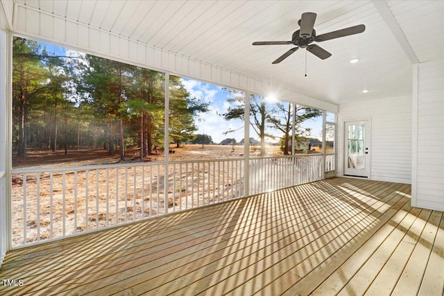 deck featuring ceiling fan