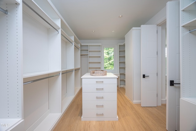 walk in closet featuring light hardwood / wood-style floors