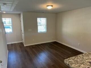 empty room with dark wood-type flooring