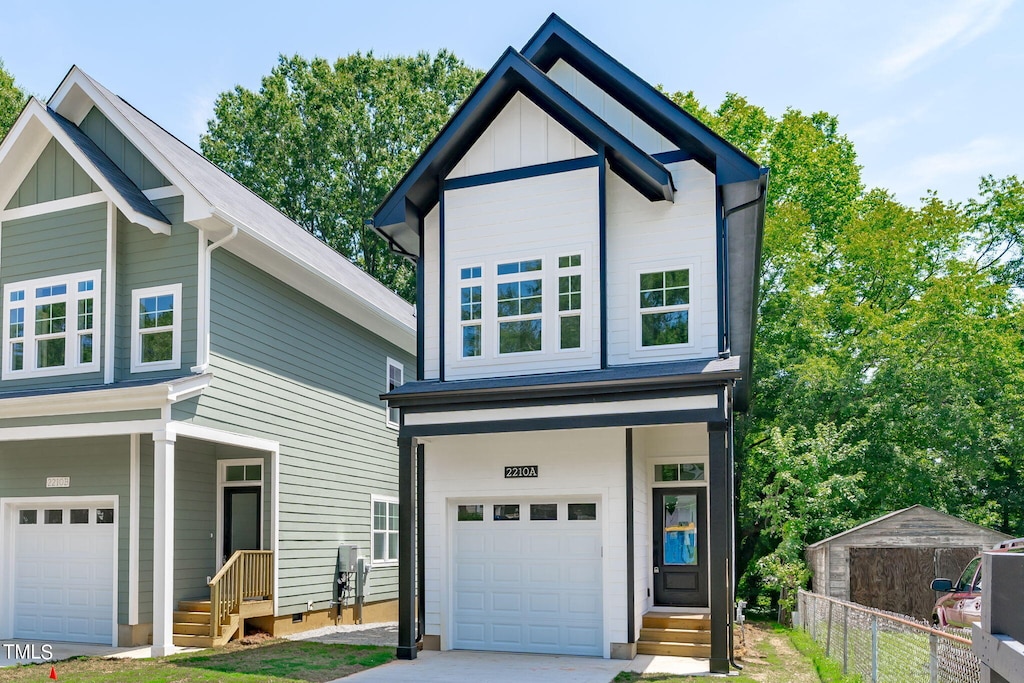 view of front of home with a garage