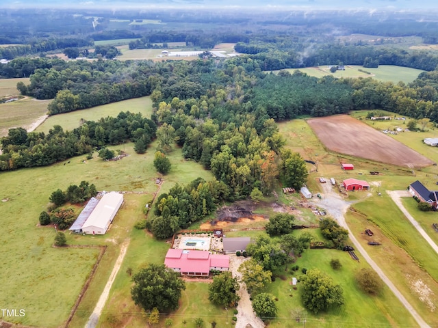 drone / aerial view with a rural view