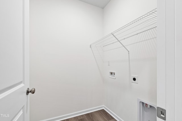 laundry room with washer hookup, hardwood / wood-style floors, and electric dryer hookup