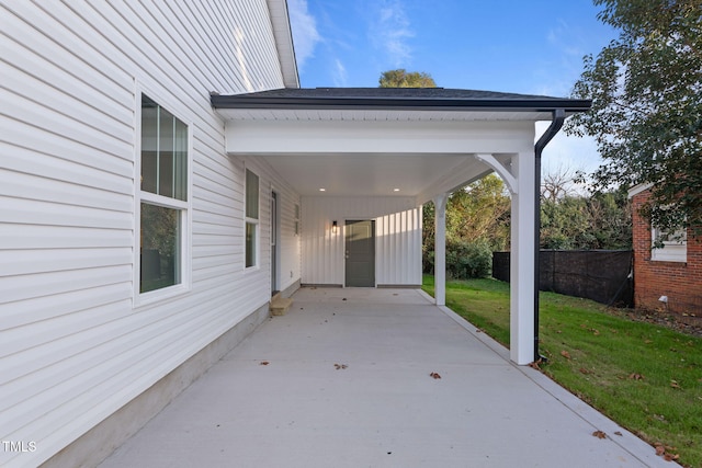 view of patio featuring a carport