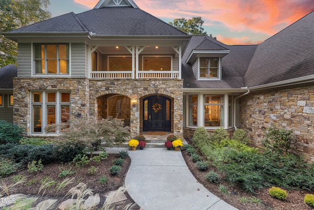 view of front of house with covered porch