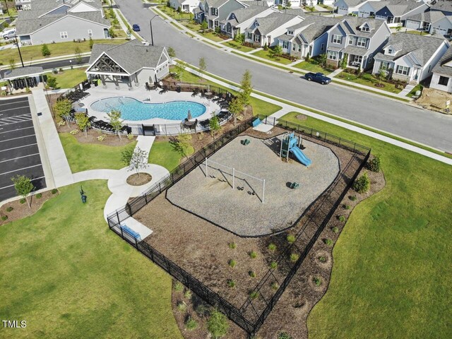 aerial view featuring a residential view