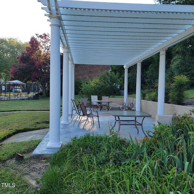 view of patio / terrace featuring a pergola