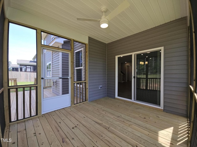145 Green Haven Blvd Lot # 83, Youngsville, NC 27596 - unfurnished sunroom with a ceiling fan