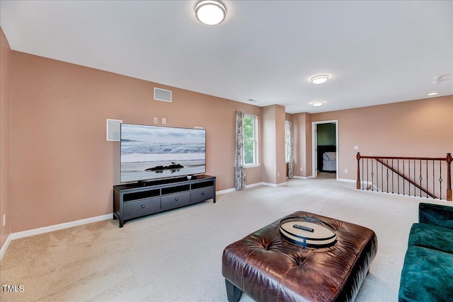 living room with carpet flooring