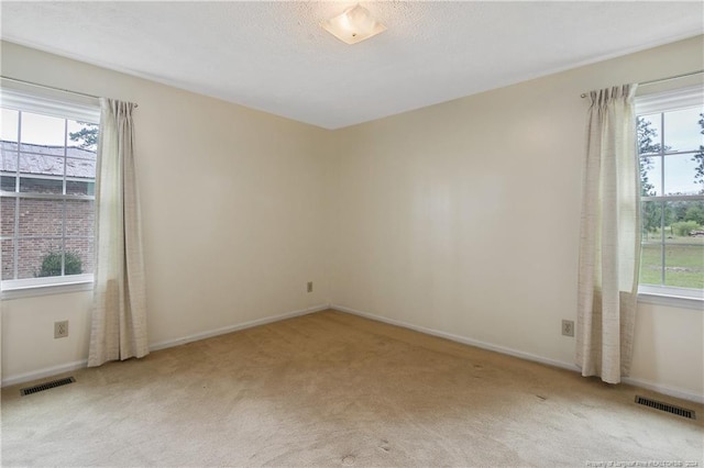 unfurnished room with light carpet