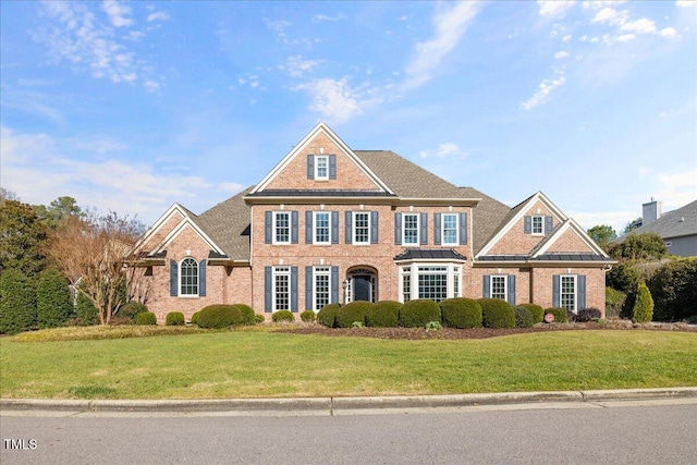 colonial house with a front lawn