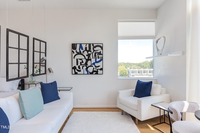 living room with light hardwood / wood-style floors