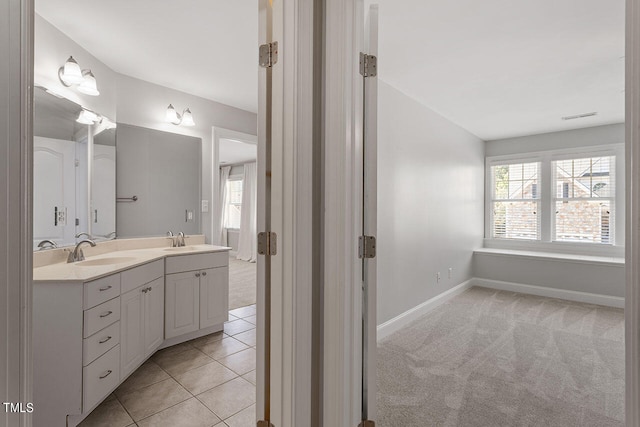 bathroom featuring vanity and tile patterned floors