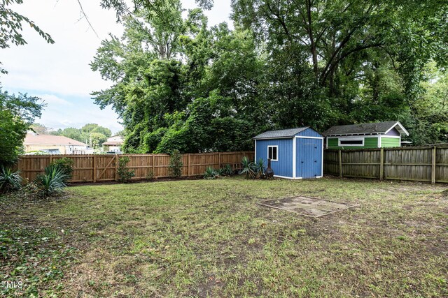 view of yard with a storage unit