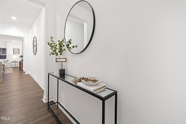 hall featuring dark hardwood / wood-style floors