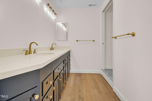 bathroom featuring wood-type flooring and vanity