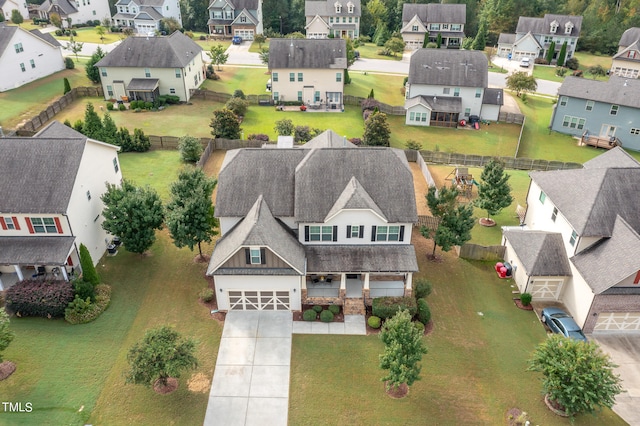 drone / aerial view with a residential view