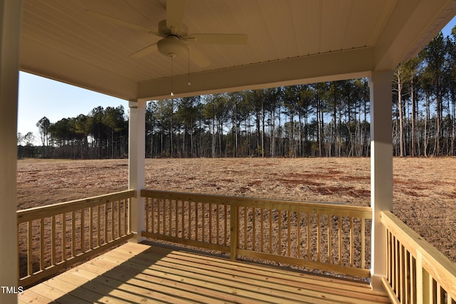 wooden terrace with ceiling fan