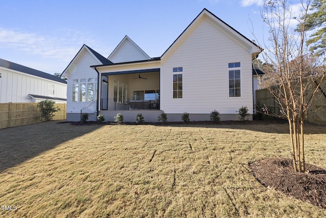 701 Dartmouth Rd, Raleigh, NC 27609 - rear view of house with a ceiling fan