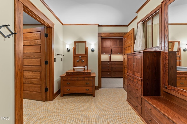 3105 Cone Manor Ln, Raleigh, NC 27613 - hallway featuring ornamental molding and light colored carpet
