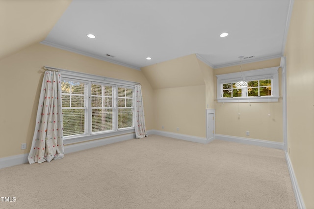 3105 Cone Manor Ln, Raleigh, NC 27613 - additional living space featuring lofted ceiling, light colored carpet, and recessed lighting