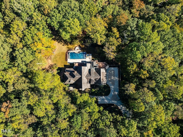 3105 Cone Manor Ln, Raleigh, NC 27613 - bird's eye view of a heavily wooded area and a pool area