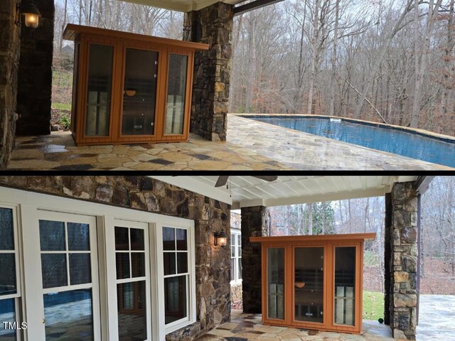 3105 Cone Manor Ln, Raleigh, NC 27613 - wooden deck featuring an outdoor pool and a patio area
