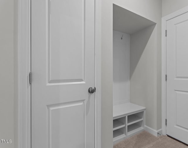 4505 Mint Leaf Ln, Raleigh, NC 27612 - mudroom featuring carpet flooring and baseboards
