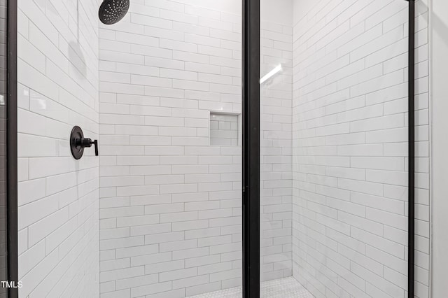 interior details with a shower stall