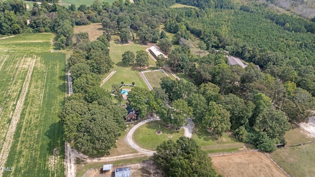 aerial view with a rural view