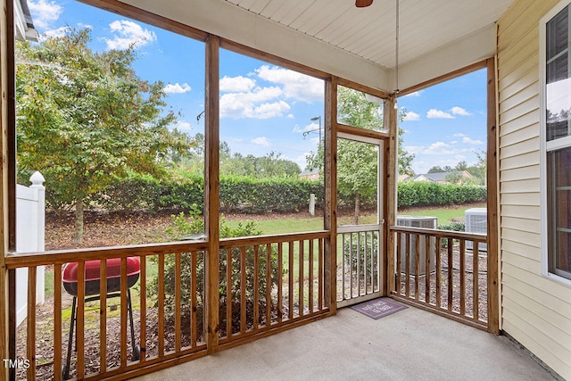 view of unfurnished sunroom