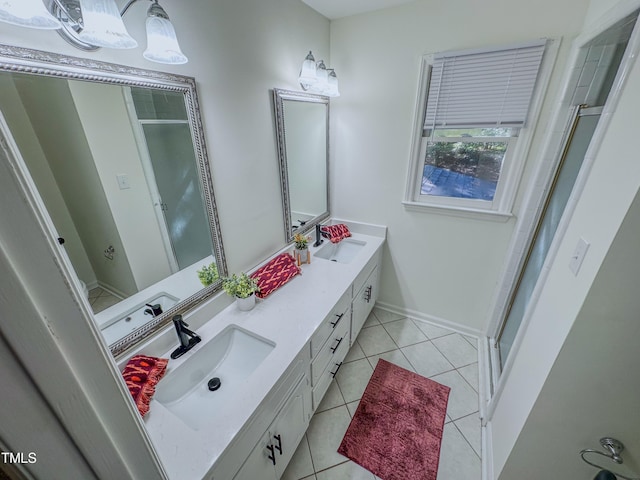 bathroom featuring vanity and tile patterned floors