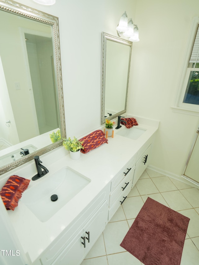 bathroom featuring tile patterned flooring and vanity