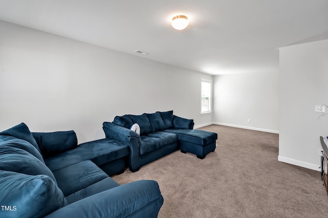 living room with carpet flooring