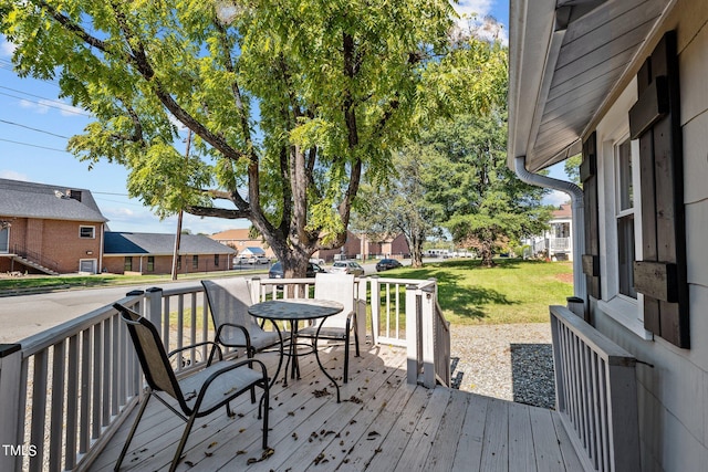 deck with a lawn