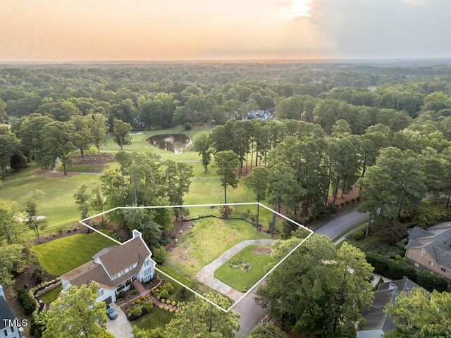 view of aerial view at dusk