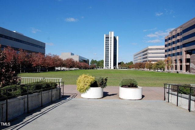 view of community featuring a lawn