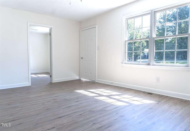 empty room featuring dark hardwood / wood-style flooring