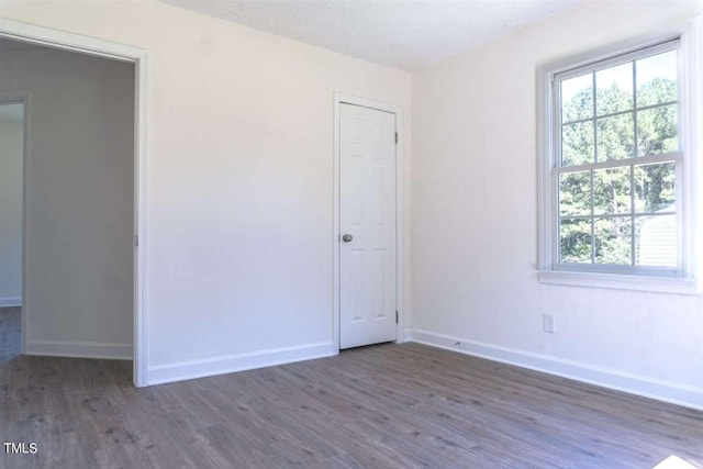 empty room with dark hardwood / wood-style floors