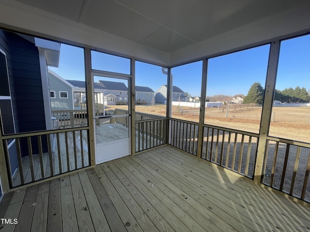 view of unfurnished sunroom