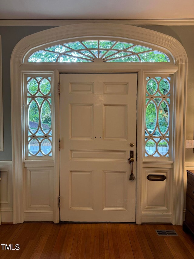 entrance foyer featuring wood-type flooring