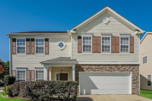 view of front of house with a garage