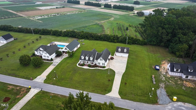 drone / aerial view with a rural view