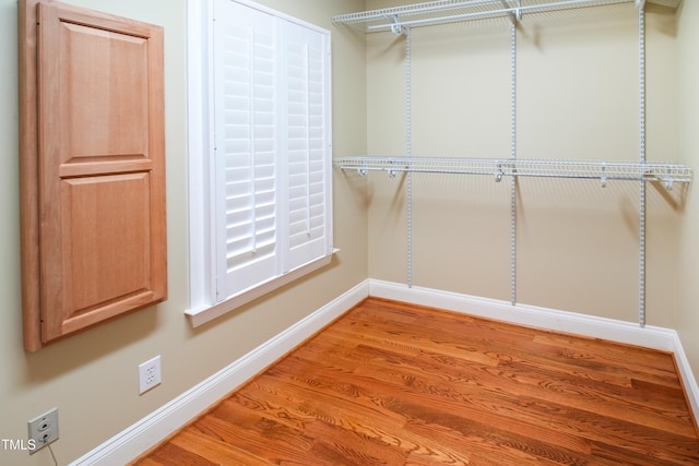 spacious closet featuring hardwood / wood-style flooring